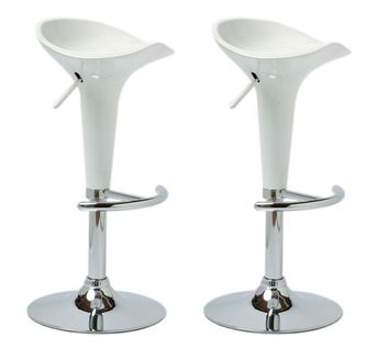Lot De 2 Tabourets De Bar Design Blanc Pivotant Et Hauteur Réglable Tdb10025