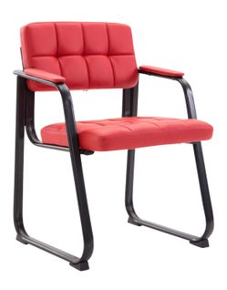 Chaise Visiteur Fauteuil De Bureau Sans Roulette Synthétique Rouge Bur10229