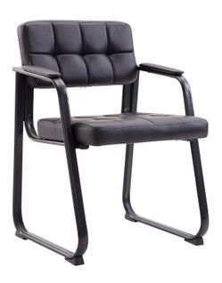 Chaise Visiteur Fauteuil De Bureau Sans Roulette Synthétique Noir Bur10230