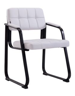 Chaise Visiteur Fauteuil De Bureau Sans Roulette Synthétique Blanc Bur10231