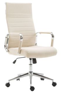 Fauteuil De Bureau En Tissu Crème Avec Assise Rembourrée Pivotant Bur10237