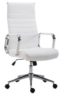 Fauteuil De Bureau En Synthétique Blanc Avec Assise Rembourrée Pivotant Bur10240