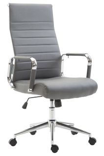 Fauteuil De Bureau En Synthétique Gris Avec Assise Rembourrée Pivotant Bur10243