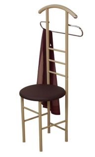 Chaise De Chambre / Valet De Nuit Portant En Acier Beige Et Synthétique Marron Med05103