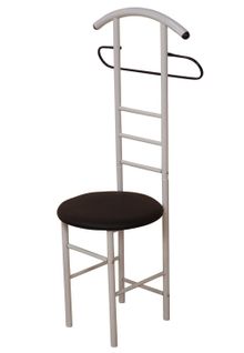 Chaise De Chambre / Valet De Nuit Portant En Acier Blanc Et Synthétique Noir Med05104