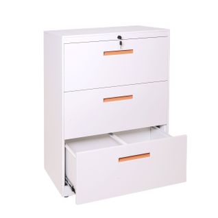 Armoire De Bureau Rangement En Acier A4 Tiroirs Verrouillable 103x76x46cm Blanc 04_0001030
