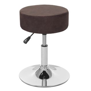 Tabouret Réglable En Hauteur Ø 35cm Imitation Daim Marron Foncé Vintage 04_0005330