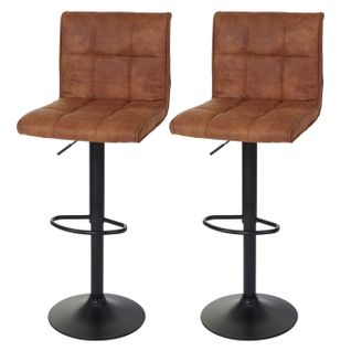 Lot De 2 Tabourets De Bar En Tissu Imitation Daim Marron Clair Tdb04031