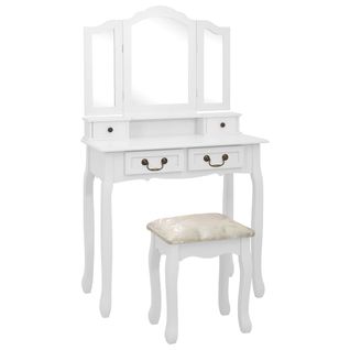 Ensemble De Coiffeuse Avec Tabouret 80 X 69 X 141cm Blanc 02_0006222