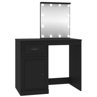 Coiffeuse Avec LED 90 X 50 X 132,5 Cm Bois D'ingénierie Noir 02_0006259