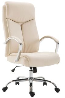 Fauteuil De Bureau En Synthétique Crème Réglable Bur10256
