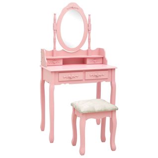 Ensemble De Coiffeuse Avec Tabouret 75 X 69 X 140 Cm Rose 02_0006271