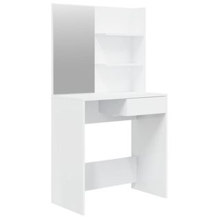 Coiffeuse Avec Miroir 74,5 X 40 X 141 Cm Blanc Brillant 02_0006301