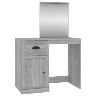 Coiffeuse Avec Miroir 90 X 50 X 132,5cm Bois Ingénierie Gris 02_0006311
