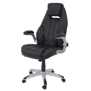 Fauteuil De Bureau Sur Roulettes En Synthétique Noir Ergonomique Bur04080
