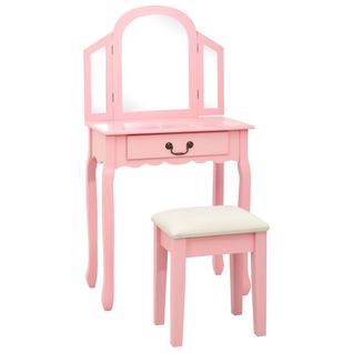 Coiffeuse Et Tabouret 65 X 36 X 128 Cm Bois Mdf Rose 02_0006382