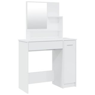 Coiffeuse Design Contemporaine Avec Miroir 86,5 X 35 X 136 Cm Blanc Brillant 02_00063