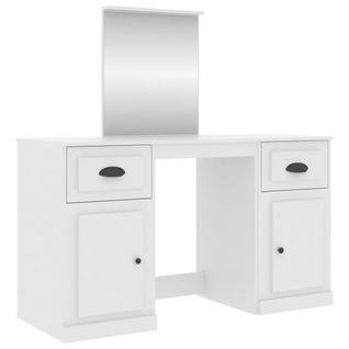 Coiffeuse Design Armoire De Rangement Avec Miroir 130 X 50 X 132,5 Cm Blanc 02_000641