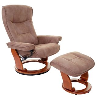 Fauteuil De Relaxation TV Pivotant Et Réglable Avec Repose-pieds Et Accoudoirs En Tissu Marron Vie