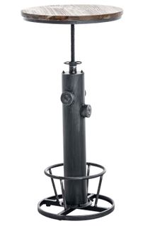 Table Haute Table De Bar Style Industriel Hauteur Réglable 100-123 Cm Repose-pieds Argenté Tab1002
