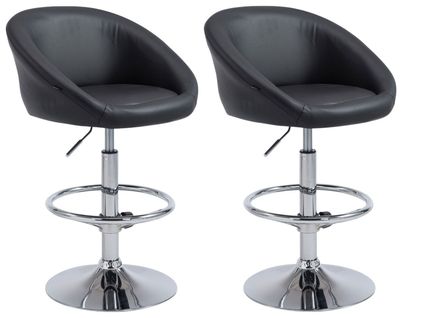 Lot De 2 Tabourets De Bar Hauteur Réglable Avec Repose-pieds En Synthétique Noir Tdb10062