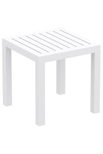 Petite Table De Jardin En Plastique Blanc Résistante Aux Intempéries 45x45x45 Cm Mdj10199