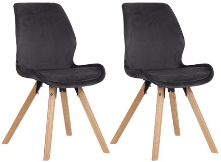 Lot De 2 Chaises De Salle à Manger En Velours Gris Foncé Style Scandinave Pieds Bois Cds101125