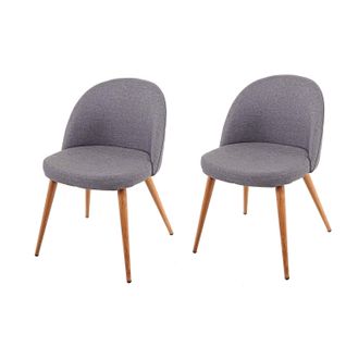 Lot De 2 Chaises De Salle à Manger Gris Foncé Pieds En Bois Style Rétro Cds04415
