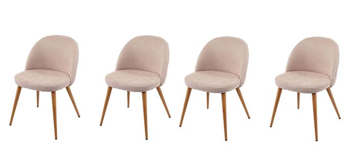 Lot De 4 Chaises De Salle à Manger Crème Pieds En Bois Style Rétro Cds04516