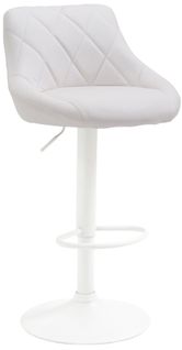 Tabouret De Bar En Synthétique Blanc Pivotant Avec Repose-pieds Métal Blanc Coutures Décoratives T