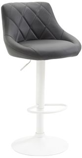 Tabouret De Bar En Synthétique Gris Pivotant Avec Repose-pieds Métal Blanc Coutures Décoratives Td