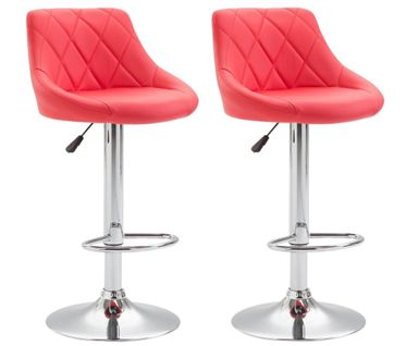 2x Tabourets De Bar En Synthétique Rouge Pivotant Avec Repose-pieds Tdb10084
