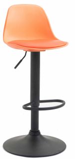 Tabouret De Bar Avec Repose-pieds Design Moderne Dossier En Plastique Et Synthétique Orange Pieds