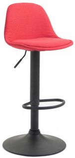Tabouret De Bar En Tissu Rouge Et Cadre En Métal Noir Hauteur Réglable Pieds Trompette Tdb10572