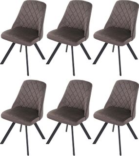 Ensemble De 6 Chaises De Salle à Manger Inclinable Rembourrée En Velours Marron Coutures Décorativ