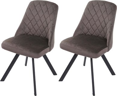 Ensemble De 2 Chaises De Salle à Manger Rembourrée En Velours Marron Foncé Coutures Décoratives Pi