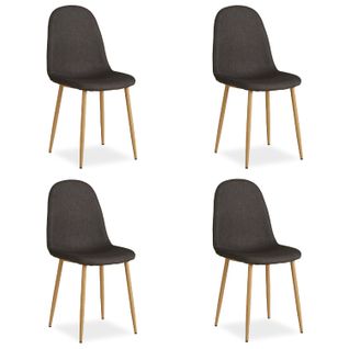 Lot De 4 Chaises De Salle à Manger Cuisine Confortable Et Moderne En Tissu Anthracite Pieds Métal