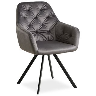 Chaise De Salle à Manger Salon Avec Revêtement En Velours Confortable En Gris Cds06006