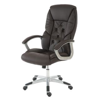 Fauteuil Chaise De Bureau Sur Roulettes XXL Pivotante En Synthétique Marron 04_0001906