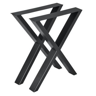 Set De 2 Pieds De Table Meuble Métal Table à Manger 59 X 72 Cm Noir 03_0003655