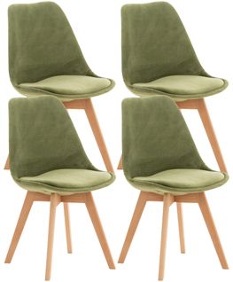 Lot De 4 Chaises De Salle à Manger Design Scandinave En Tissu Velours Vert Clair Pieds Bois Clair