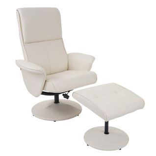 Fauteuil TV De Relaxation Pivotant Avec Tabouret Rembourrage Confortable Et Au Dossier Haut