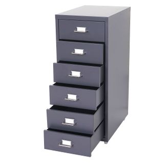 Caisson à Tiroirs En Acier 69x28x41cm 6 Tiroirs Gris Foncé 04_0004354