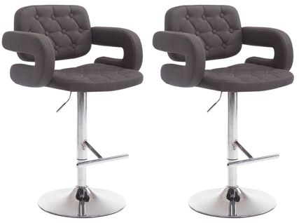 Lot De 2 Tabourets De Bar Capitonné En Tissu Noir Accoudoirs Repose-pieds Design Moderne Tdb10485