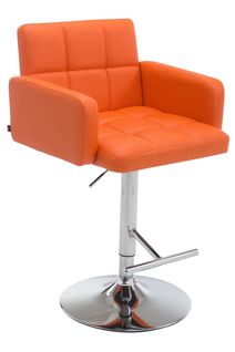 Tabouret De Bar X1 Avec Accoudoirs Et Dossier Confortable En Synthétique Orange Pieds Métal Chromé