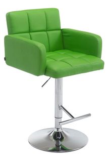Tabouret De Bar X1 Avec Accoudoirs Et Dossier Confortable En Synthétique Vert Pieds Métal Chromé T
