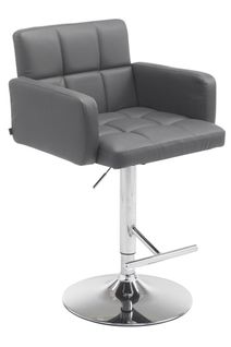 Tabouret De Bar X1 Avec Accoudoirs Et Dossier Confortable En Synthétique Gris Pieds Métal Chromé T