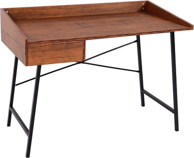 Bureau Table D'ordinateur De Bureau Avec Tiroir De Rangement 98x114x60cm Mdf Marron Bur04108