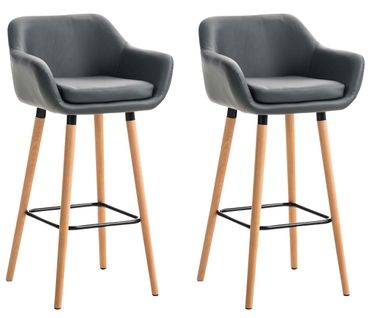 Lot De 2 Tabourets De Bar Chaise Haute Design Scandinave Accoudoirs Et Repose-pied Synthétique