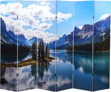Paravent Séparateur De Pièce 6 Panneaux 180x244cm Lac Montagne Par04048